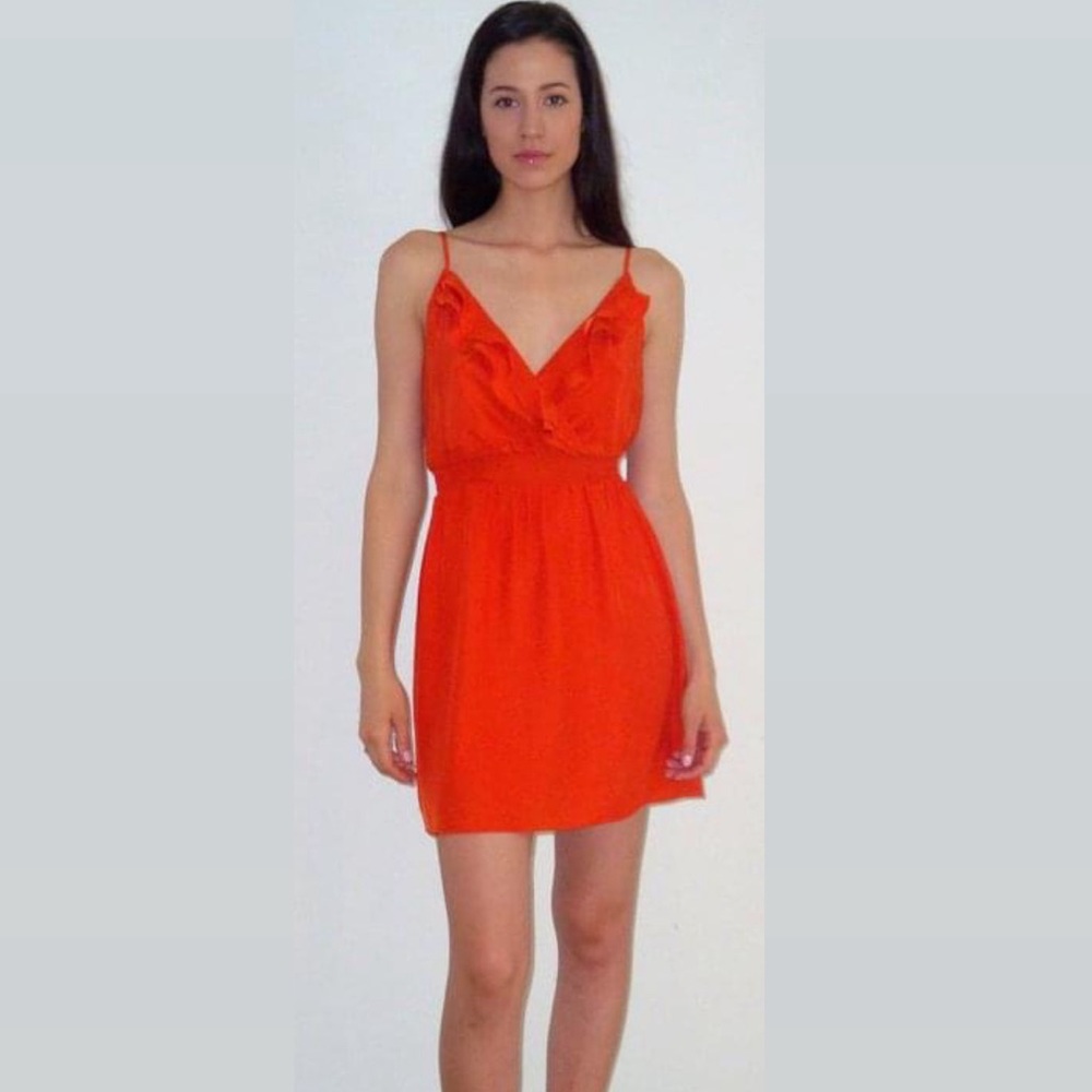 Red/Orange ruffle slip dress